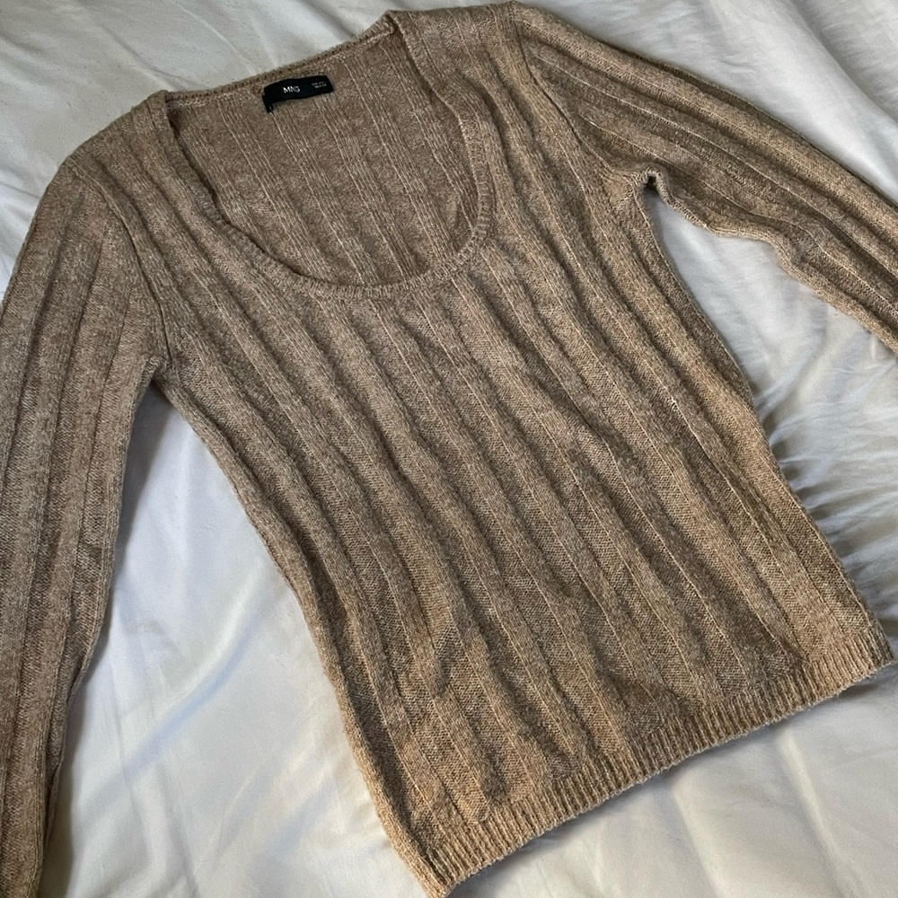 Mango Camel Soft Knit Sweater